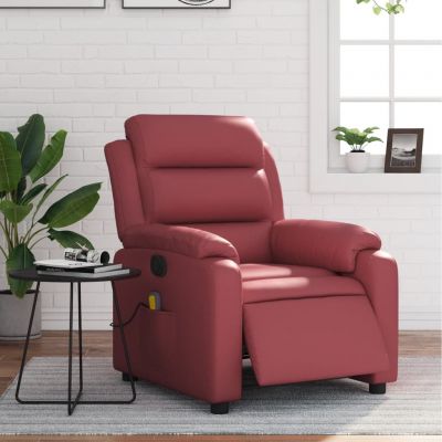 Gossi fotoliu de masaj electric rabatabil, rosu vin, piele ecologica