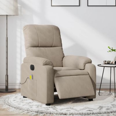 Gossi fotoliu de masaj rabatabil electric, gri taupe, microfibra