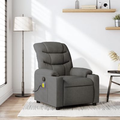 Gossi fotoliu de masaj rabatabil, gri inchis, material textil