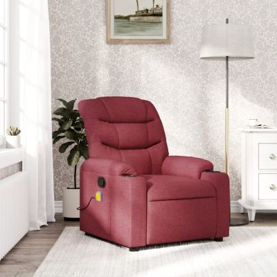 Gossi fotoliu de masaj rabatabil, rosu vin, material textil