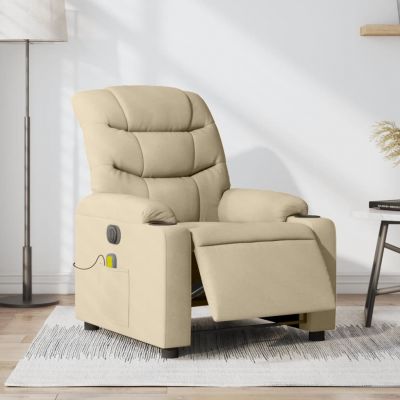 Gossi fotoliu electric de masaj rabatabil, crem, textil