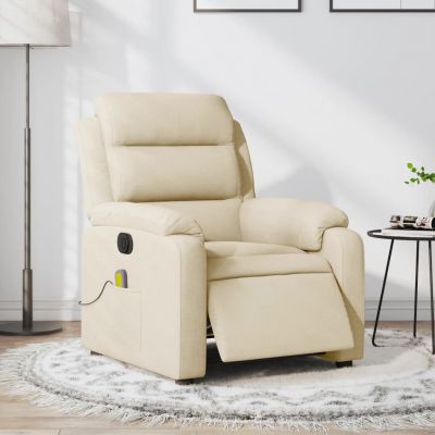 Gossi fotoliu electric de masaj rabatabil, crem, textil