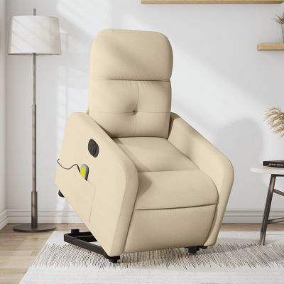 Gossi fotoliu electric de masaj rabatabil cu ridicare, crem, textil