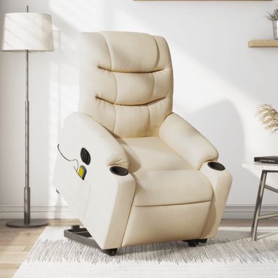 Gossi fotoliu electric de masaj rabatabil cu ridicare, crem, textil