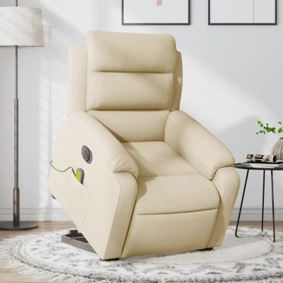 Gossi fotoliu electric de masaj rabatabil cu ridicare, crem, textil