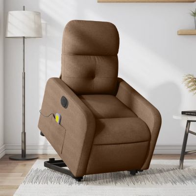 Gossi fotoliu electric de masaj rabatabil cu ridicare, maro, textil