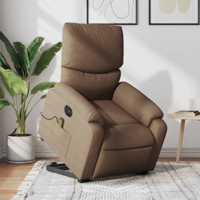 Gossi fotoliu electric de masaj rabatabil cu ridicare, maro, textil