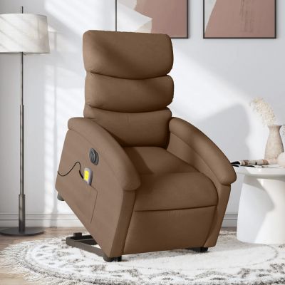 Gossi fotoliu electric de masaj rabatabil cu ridicare, maro, textil