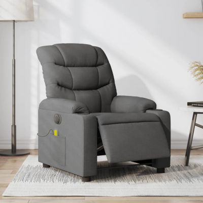 Gossi fotoliu electric de masaj rabatabil, gri inchis, textil