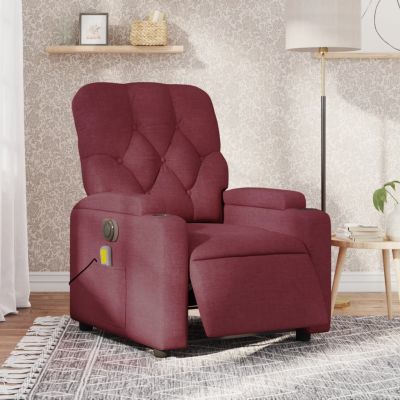 Gossi fotoliu electric de masaj rabatabil, rosu vin, textil