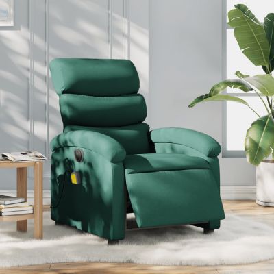 Gossi fotoliu electric de masaj rabatabil, verde inchis, textil