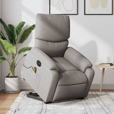 Gossi fotoliu electric masaj rabatabil cu ridicare, gri taupe, textil