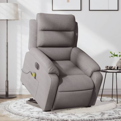 Gossi fotoliu electric masaj rabatabil cu ridicare, gri taupe, textil