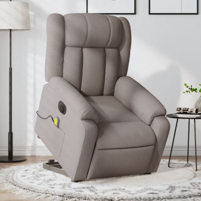 Gossi fotoliu electric masaj rabatabil cu ridicare, gri taupe, textil