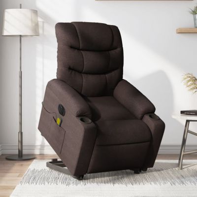 Gossi fotoliu electric masaj rabatabil cu ridicare maro inchis textil