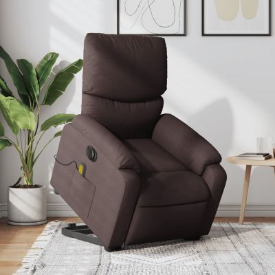 Gossi fotoliu electric masaj rabatabil cu ridicare maro inchis textil