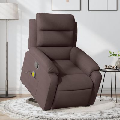 Gossi fotoliu electric masaj rabatabil cu ridicare maro inchis textil