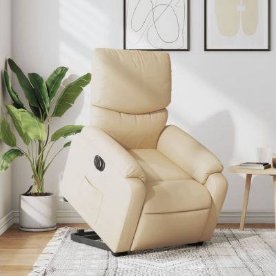 Gossi fotoliu electric rabatabil cu ridicare, crem, textil