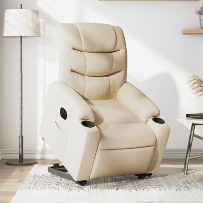 Gossi fotoliu electric rabatabil cu ridicare, crem, textil