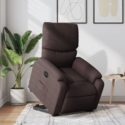 Gossi fotoliu electric rabatabil cu ridicare, maro inchis, textil