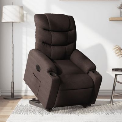 Gossi fotoliu electric rabatabil cu ridicare, maro inchis, textil