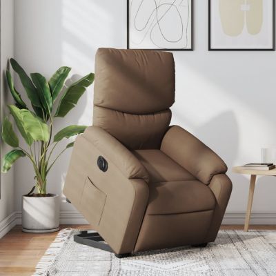 Gossi fotoliu electric rabatabil cu ridicare, maro, textil