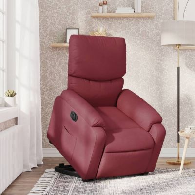 Gossi fotoliu electric rabatabil cu ridicare, rosu vin, textil