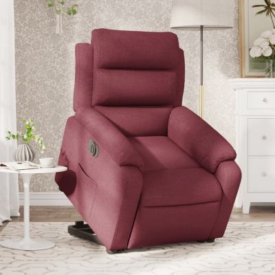 Gossi fotoliu electric rabatabil cu ridicare, rosu vin, textil