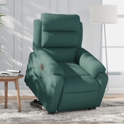 Gossi fotoliu electric rabatabil cu ridicare, verde inchis, textil