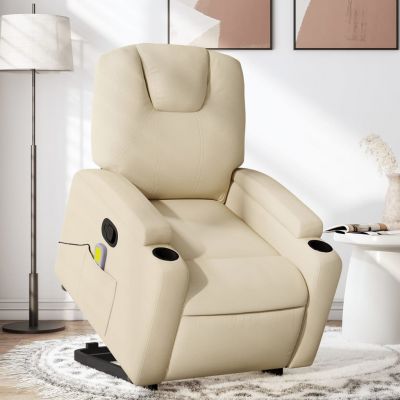 Gossi fotoliu masaj rabatabil cu ridicare, crem, material textil