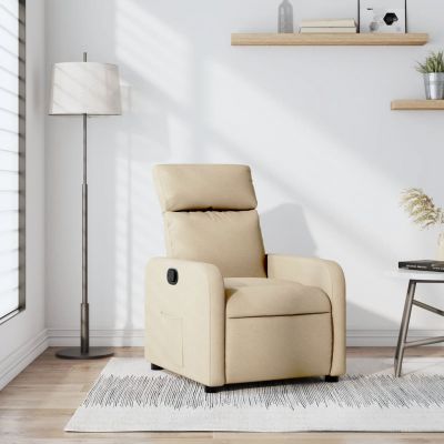 Gossi fotoliu rabatabil, crem, material textil