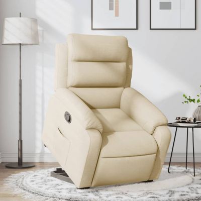 Gossi fotoliu rabatabil cu ridicare pe verticala, crem, textil