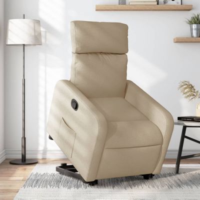 Gossi fotoliu rabatabil cu ridicare pe verticala, crem, textil