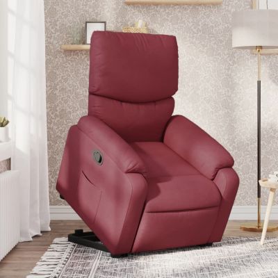 Gossi fotoliu rabatabil cu ridicare, rosu vin, material textil