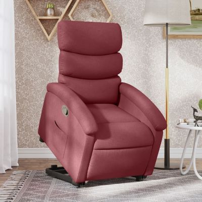 Gossi fotoliu rabatabil cu ridicare, rosu vin, material textil