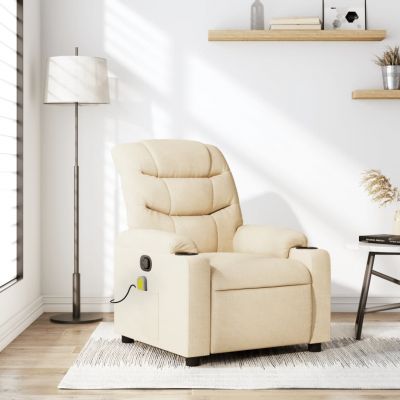 Gossi fotoliu rabatabil de masaj, crem, material textil