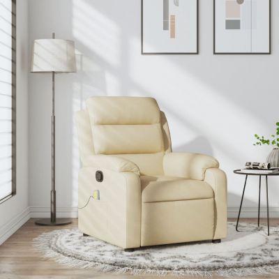 Gossi fotoliu rabatabil de masaj, crem, material textil