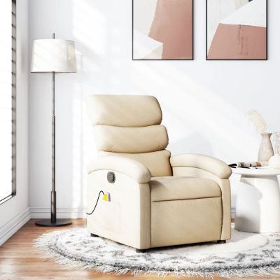 Gossi fotoliu rabatabil de masaj, crem, material textil