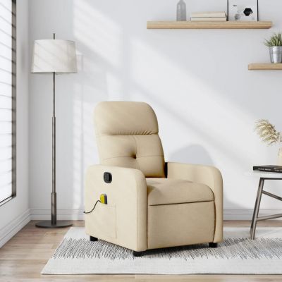 Gossi fotoliu rabatabil de masaj, crem, material textil