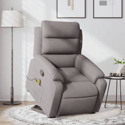 Gossi fotoliu rabatabil de masaj cu ridicare, gri taupe, textil
