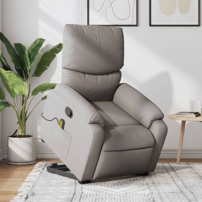 Gossi fotoliu rabatabil de masaj cu ridicare, gri taupe, textil