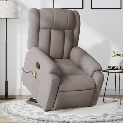 Gossi fotoliu rabatabil de masaj cu ridicare, gri taupe, textil