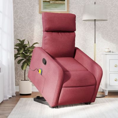 Gossi fotoliu rabatabil de masaj cu ridicare, rosu vin, textil