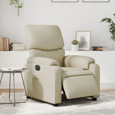 Gossi fotoliu rabatabil electric, crem, piele ecologica