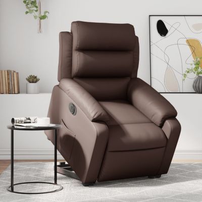 Gossi fotoliu rabatabil electric cu ridicare, maro, piele ecologica
