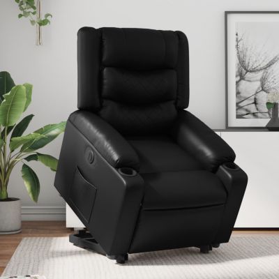 Gossi fotoliu rabatabil electric cu ridicare, negru, piele ecologica