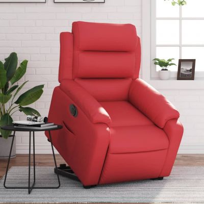 Gossi fotoliu rabatabil electric cu ridicare, rosu, piele ecologica