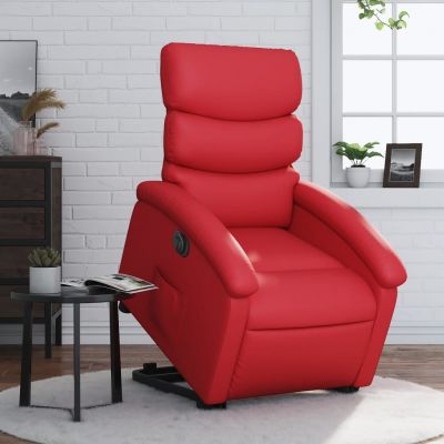 Gossi fotoliu rabatabil electric cu ridicare, rosu, piele ecologica