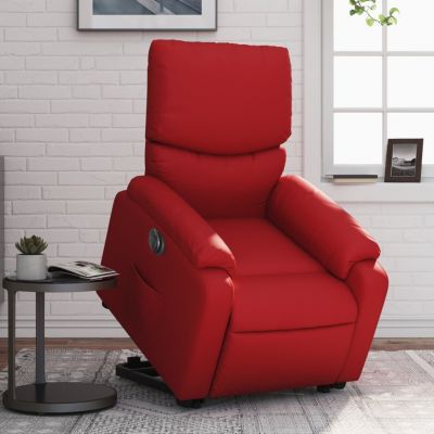 Gossi fotoliu rabatabil electric cu ridicare, rosu, piele ecologica