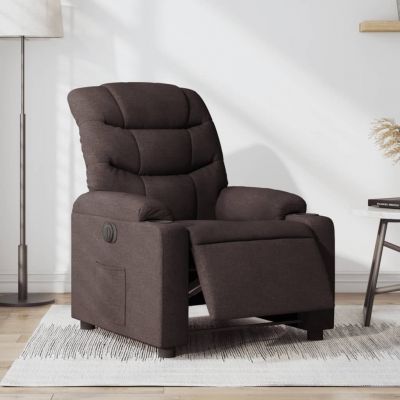 Gossi fotoliu rabatabil electric, maro inchis, material textil
